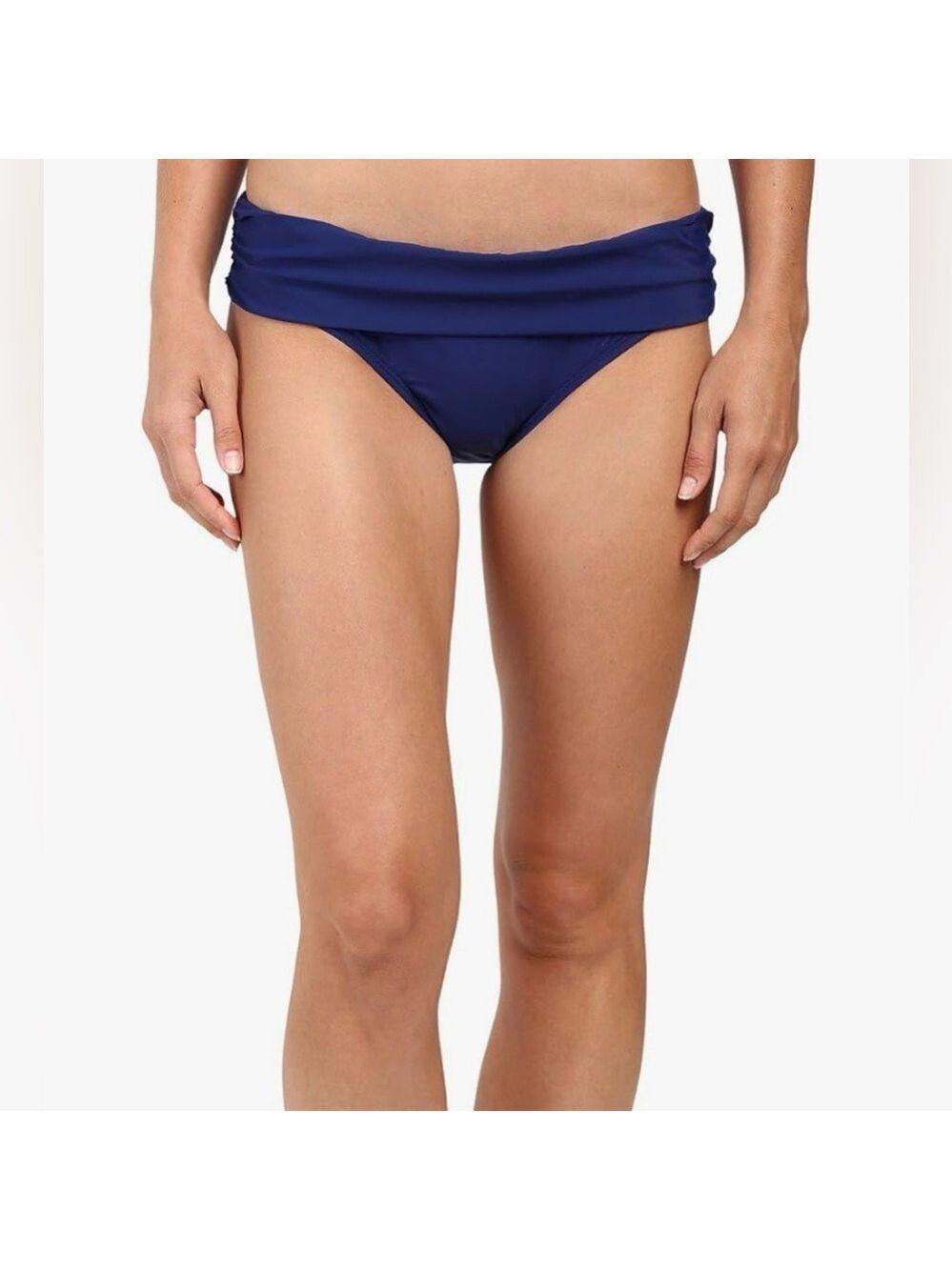Athena Cabana Solids Lani Banded Cheeky Bikini Bottoms SZ L Blue